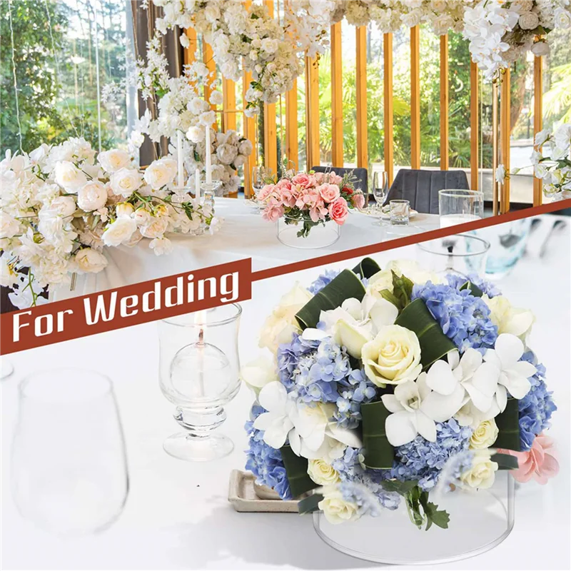 ABZS 6 Pcs Acrylic Floral Centerpiece For Dining Table Decorations Wedding Round Flower Vase 12 Holes Centerpiece Vases