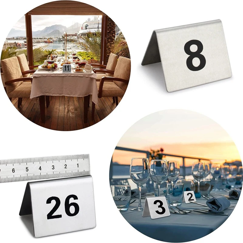 AA50-50PCS Restaurant Bar Place Table Marker Tabletop Number Sign Stackable Table Number Cards Double-Side Black Number