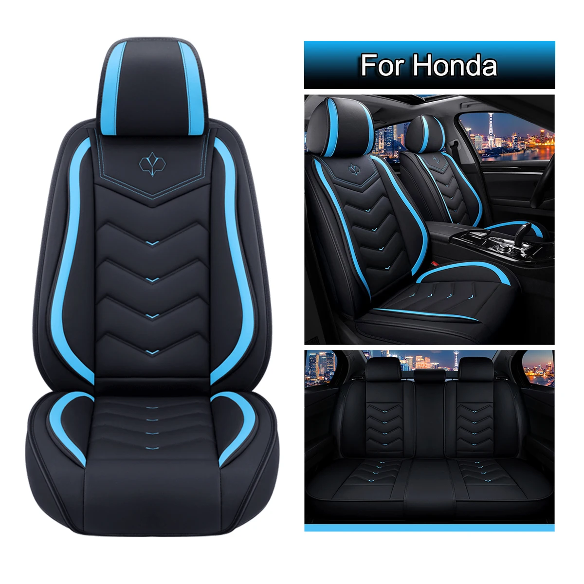 Housse de Siège Auto Ensemble Complet, Protections de Sièges en Cuir Universelles, Compatible Honda Jazz, CR-V, Civic, HR-V, Accord, e, ZR-V