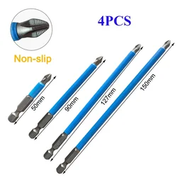 4 PCS Magnetic Hex Shank Electric Screwdriver Bits Set Anti-Slip Long Batch Head Cross Screwdriver Bit Hand Tools