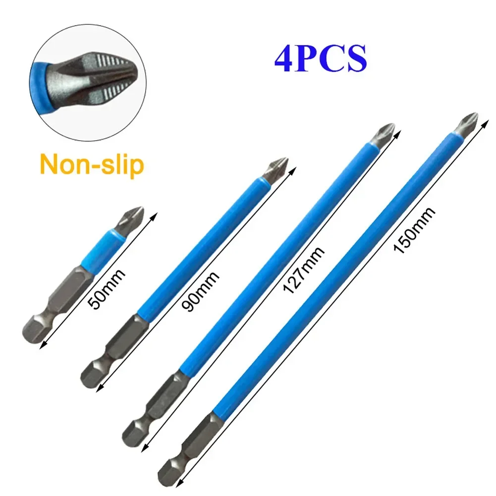 Chave de Fenda Elétrica Bits Grupo Hex Hank Magnético Anti-slip Long Batch Head Cross Screwdriver Bit Ferramentas Manuais Pcs