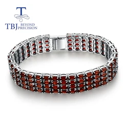 2022 New natural Red garnet light luxury design bracelet 925 sterling silver fashion party engagement anniversary gift for women