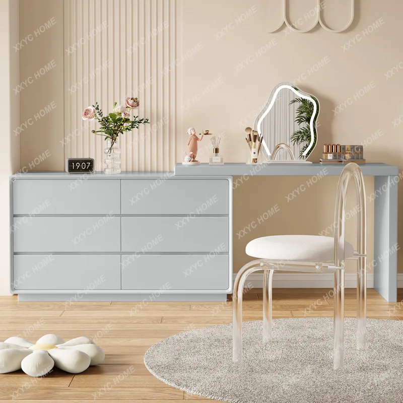 Cream style solid wood dresser, chest of drawers, integrated bedroom, small apartment, corner bedside cabinet, household Interne