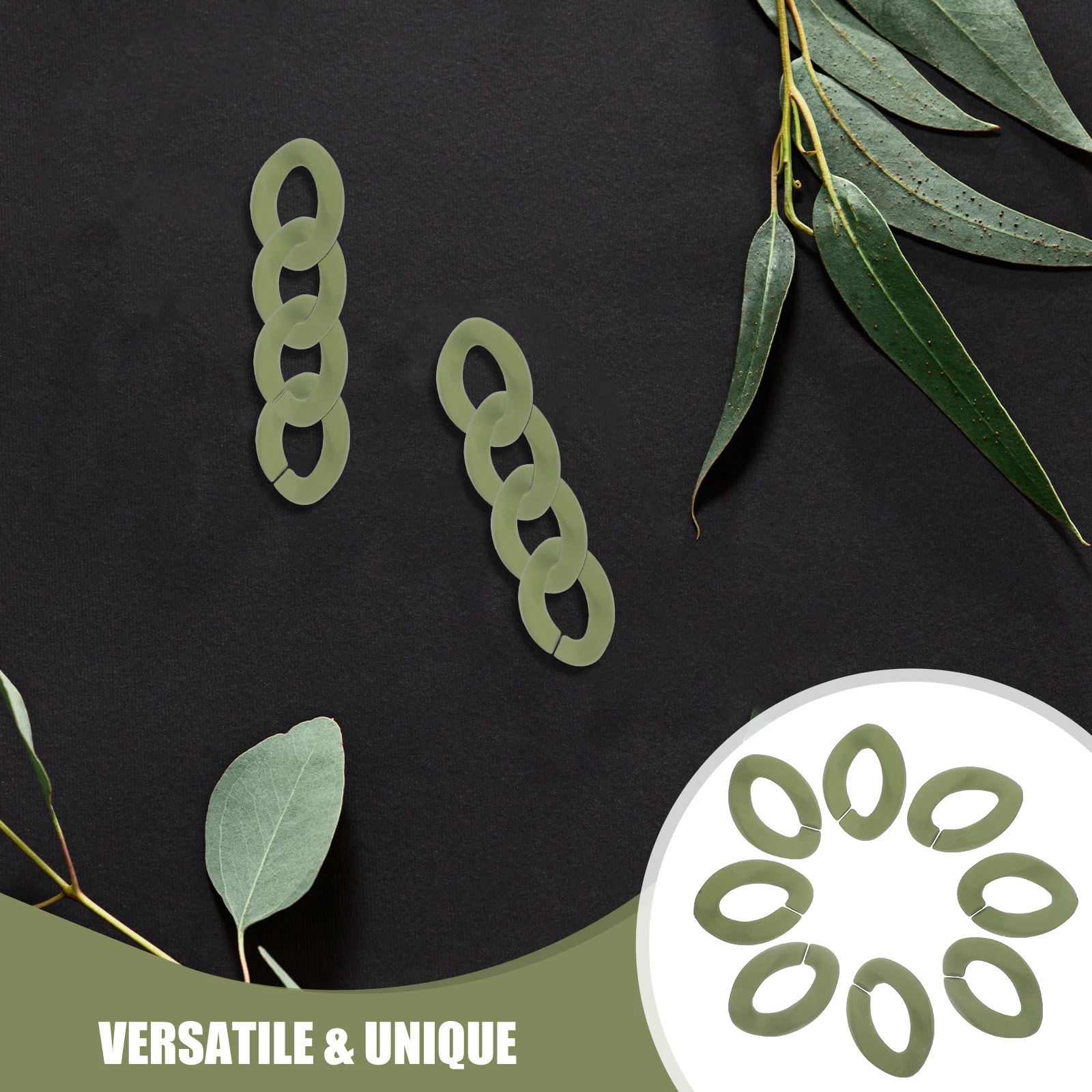 

50pcs Colorful Plastic Chains Olive Green Necklace Diy Jewelry Making Bracelet Adjustable Length Self Buckling Accessories