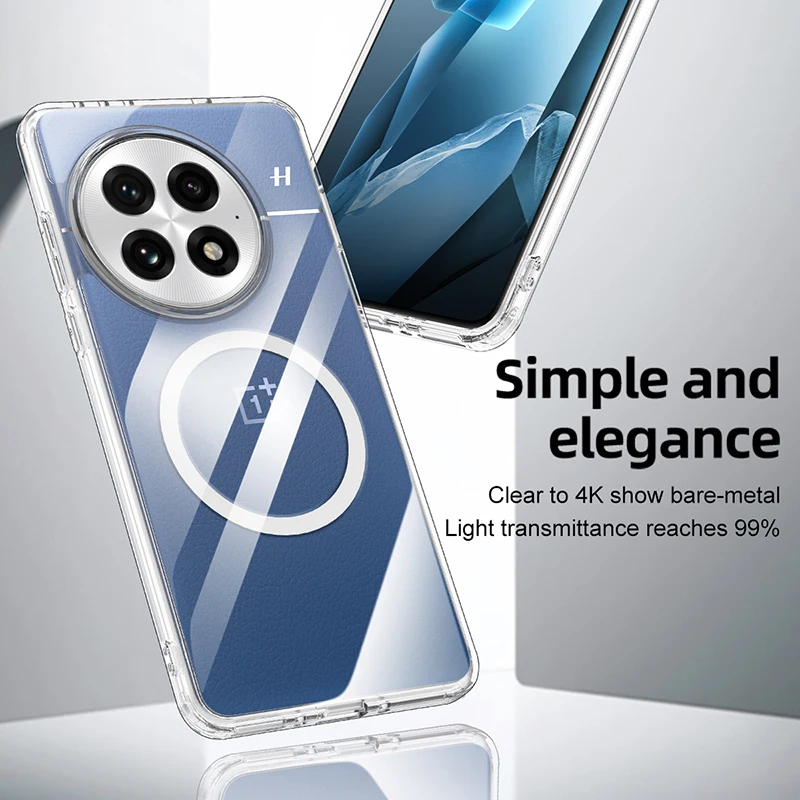 For OnePlus 13 Case Magnetic Transparent Matte Hard PC Shockproof Semitransparent Back Cover for One Plus 13 capa