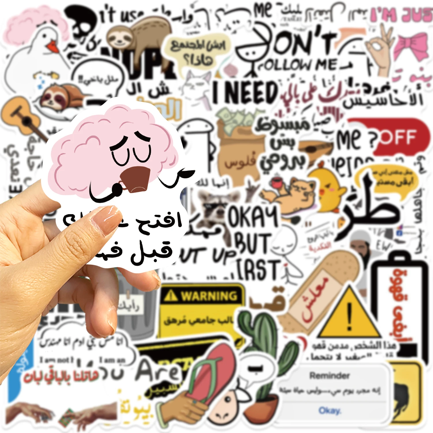 57 szt. arabskich naklejek memowych na laptopa, rower, gitarę, deskorolkę, naklejki DIY, graffiti, wodoodporne naklejki, zabawka