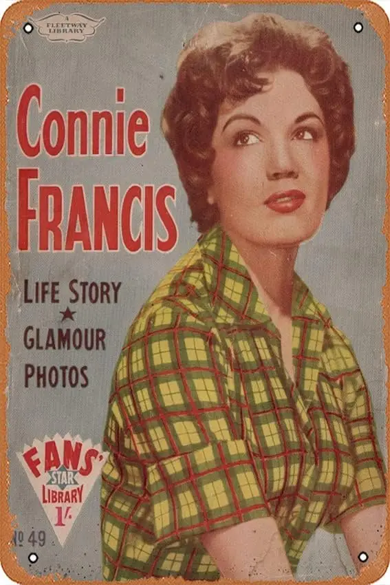 Muecddoa Connie Francis 1960 Vintage Movie Poster Tin Sign,Retro of Classic Old Film Poster Metal Sign TV Bar Wall Club Rest 1pc