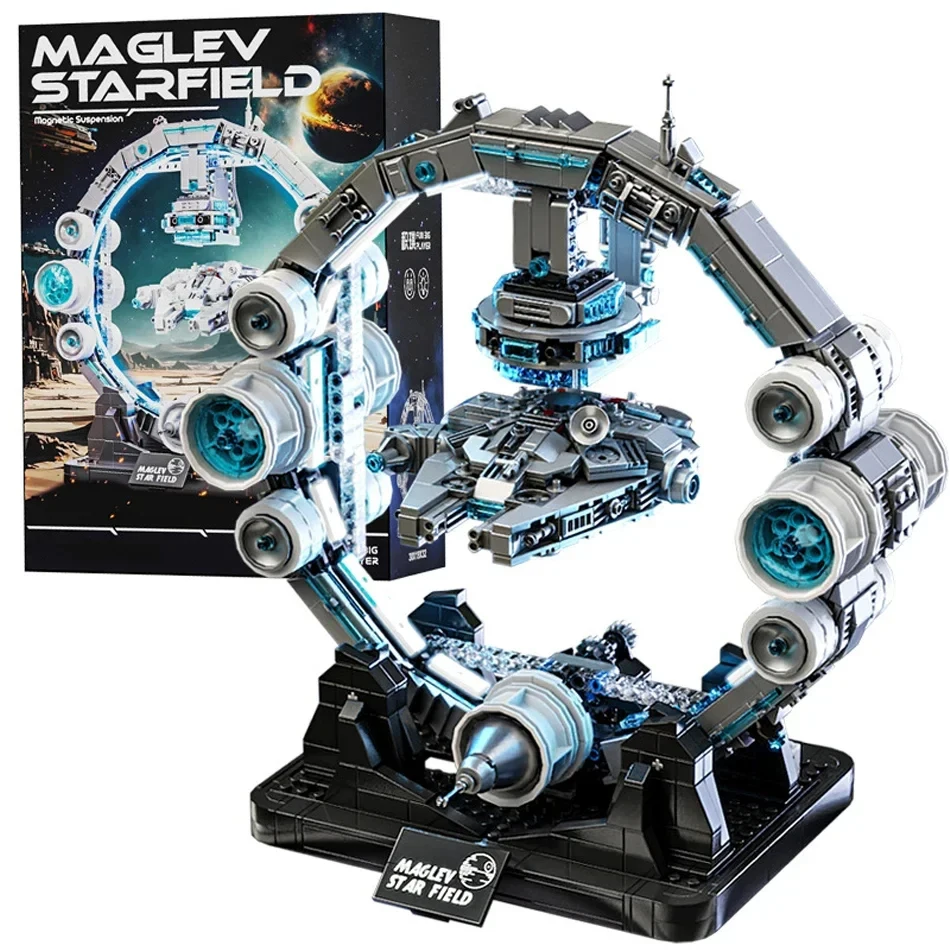 1196 個 MOC テクニカルリニアモーターカーファルコン宇宙船ビルディングブロック磁気サスペンション戦争宇宙船レンガのおもちゃ装飾品キッズギフト