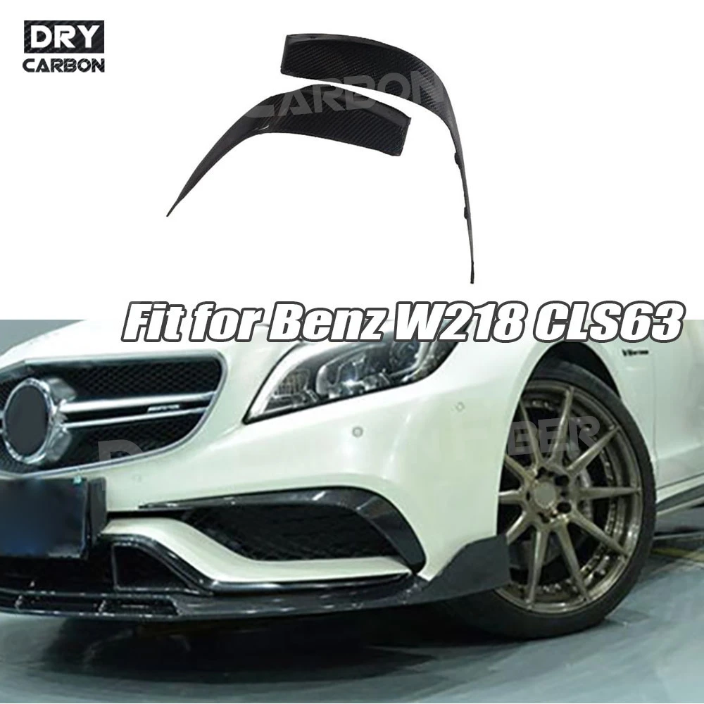 

Передний бампер автомобиля из углеродного волокна, разделители, клапаны, канавки для Benz CLS Class W218 CLS63 AMG 2015-2017 FRP, черные обвесы