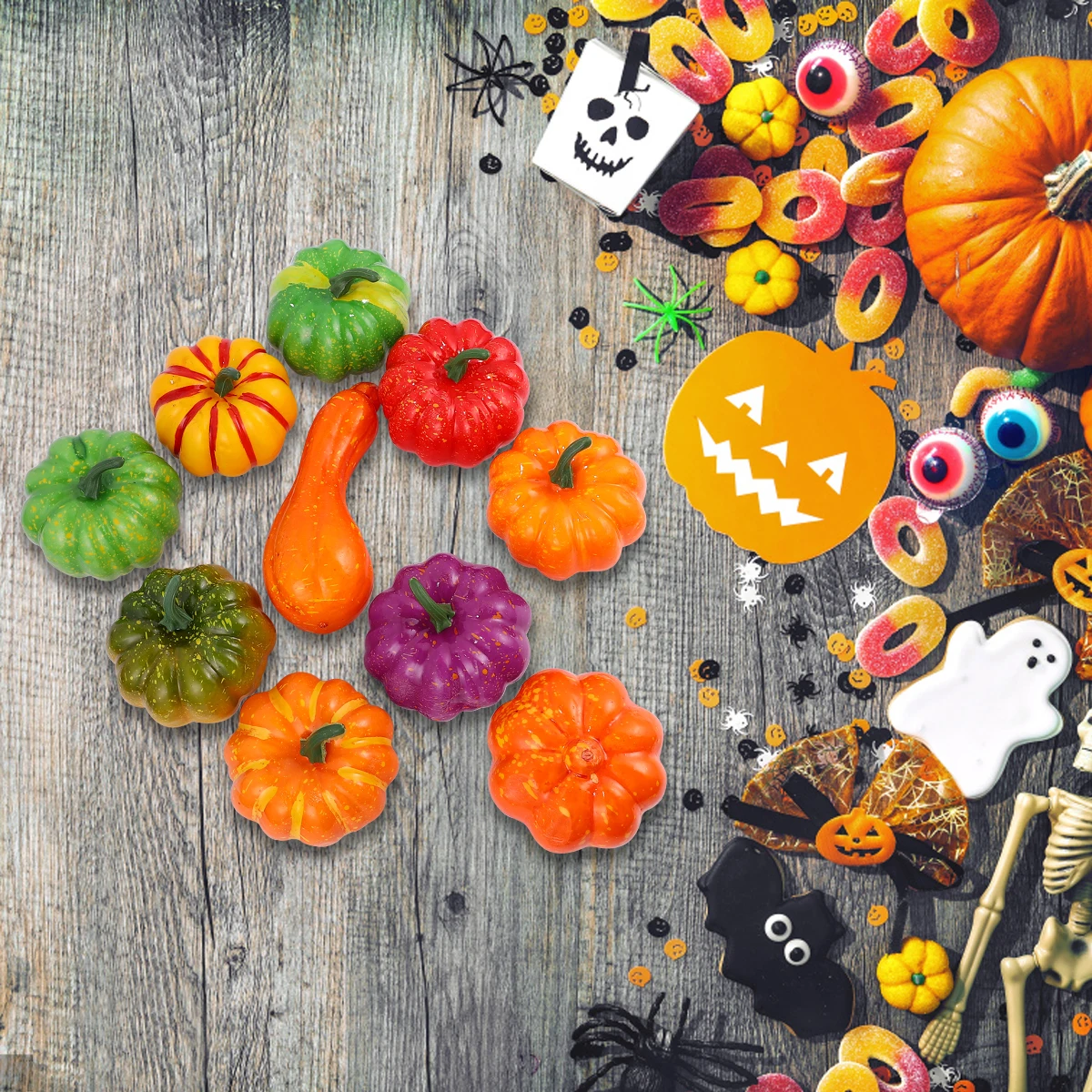 

10pcs Foam Pumpkin Decorations Halloween Party Supplies Simulation Mini Pumpkins For Home Haunted House Lightweight