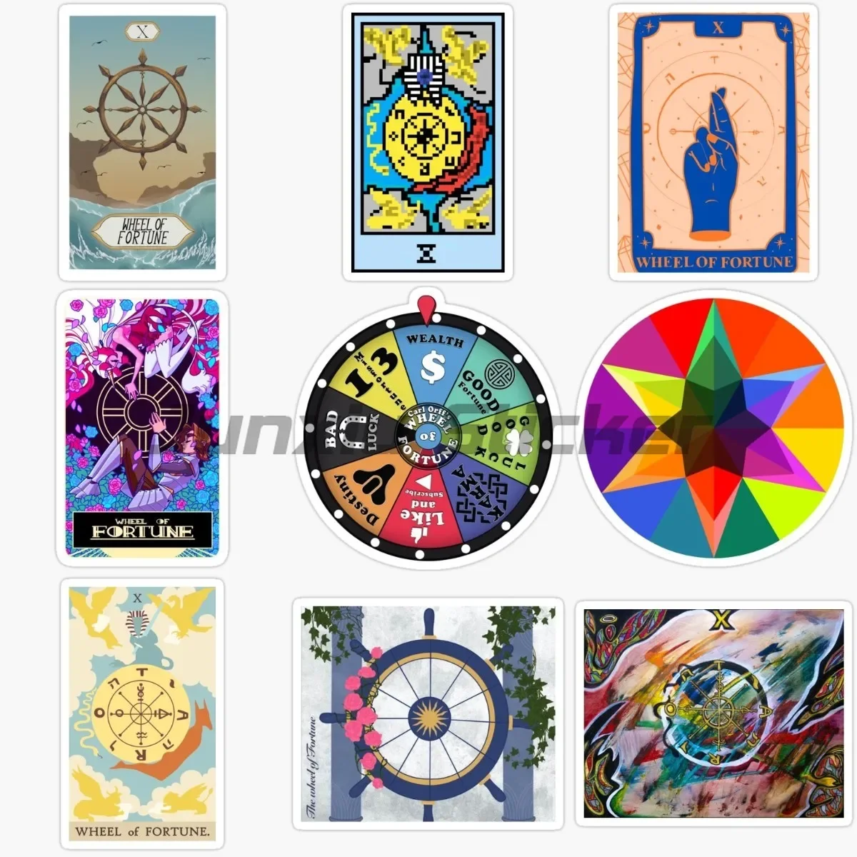 

Wheel Fortune Personality Luck Stickers Windshield Bumper Motorcycle Helmet Vinyl Waterproof Laptop Window Wall Room Decals