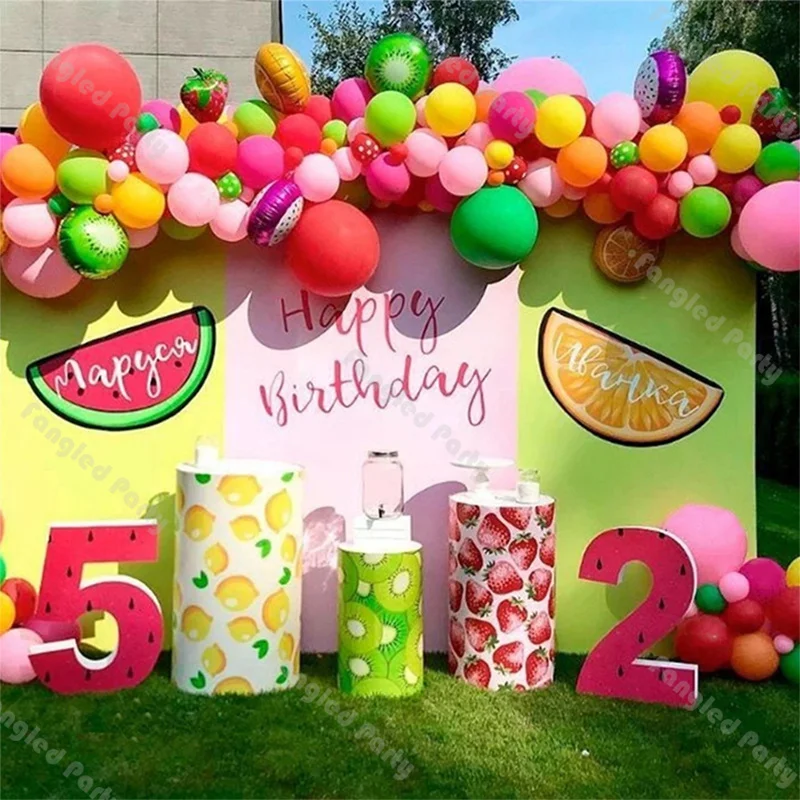 125 Sweet One Summer Balloon Arch Pink Green Fruit Balloons Princess Birthday Baby Shower Watermelon Themed Hawaiian Pool Party