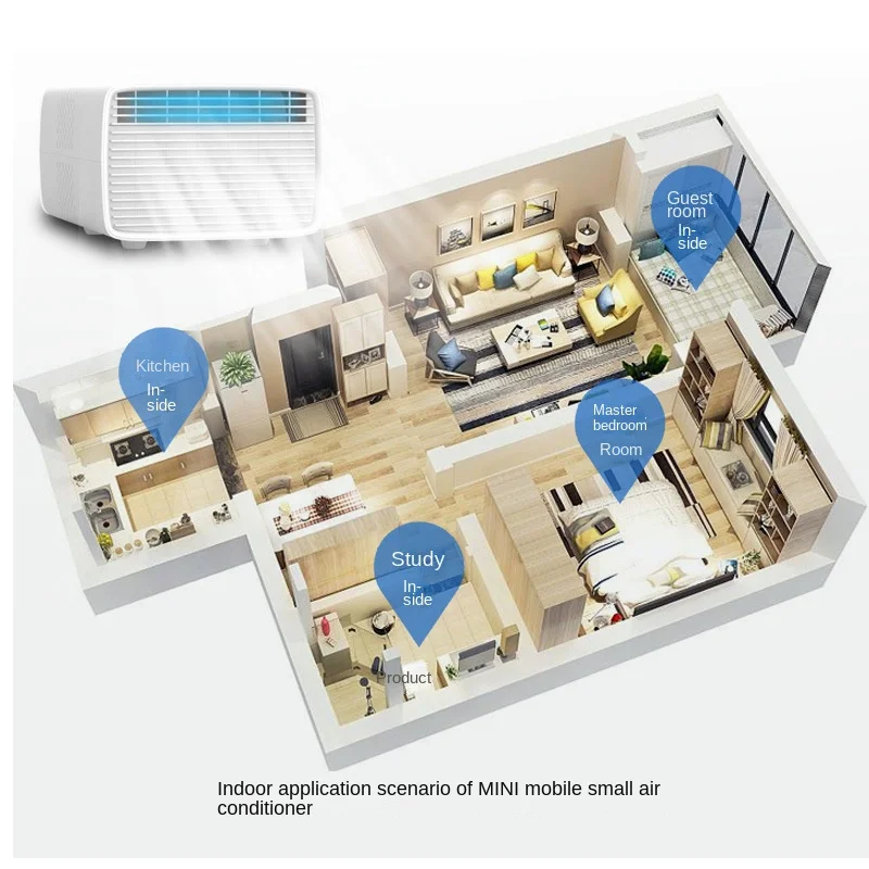 Aire acondicionado portátil con Control remoto, compresor sin drenaje, enfriador, tienda de campaña, temporizador ajustable, limpieza automática