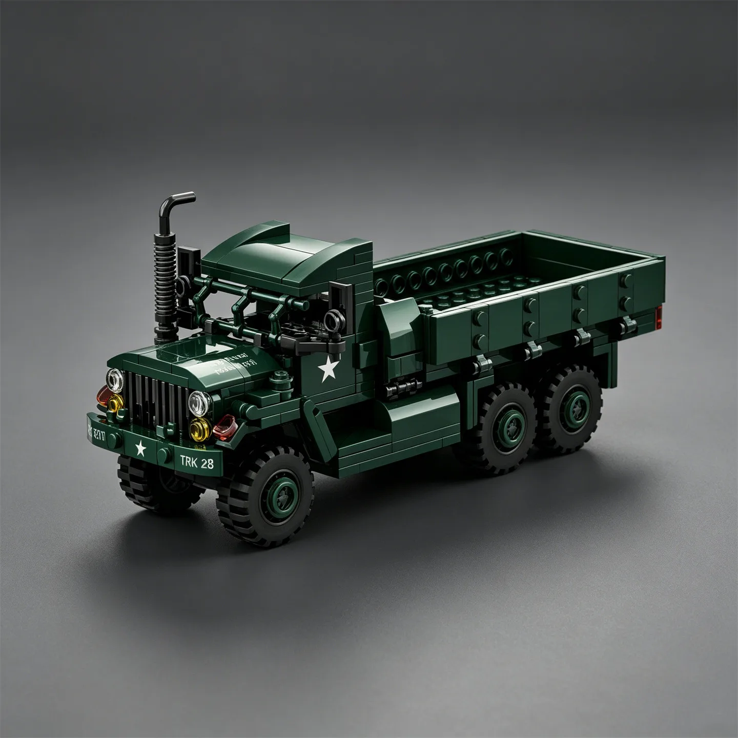 MOC Figurine U.S. Army M35 Military Truck Building Block Set: M98 107mm Howitzer Model Mortar Towing Vehicle Toy