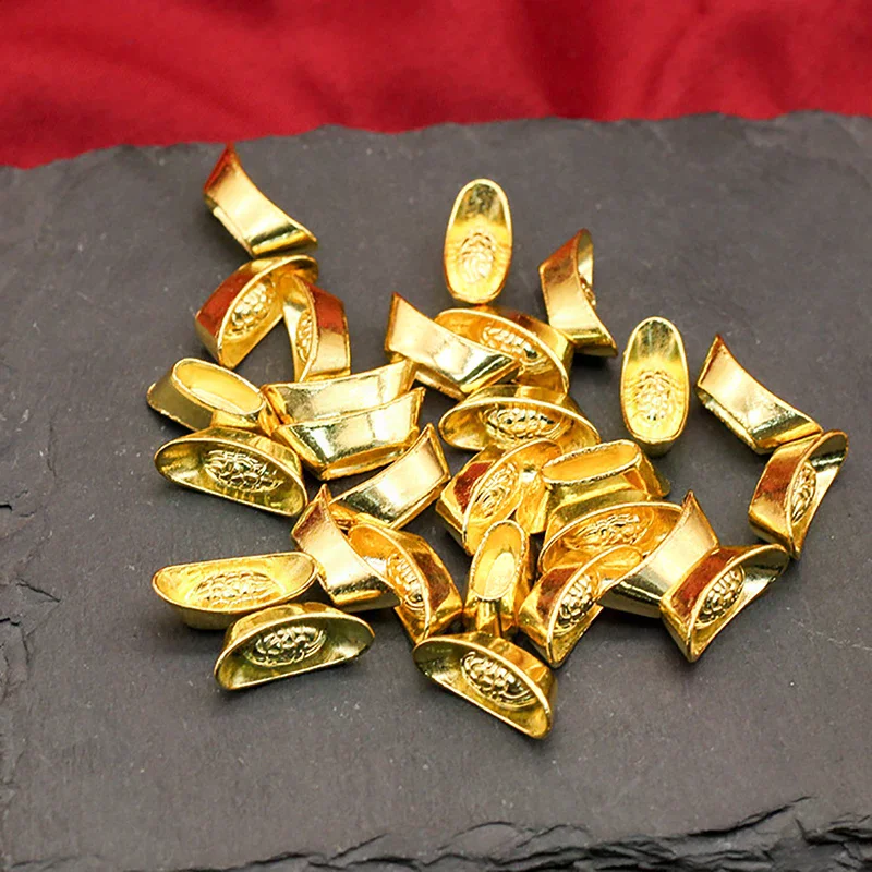 10pc Ingot Gold Ingot Gold Chinese Yuan s Bao Wealth Golden Statue Ingots Decor Ornament Decorative Year New Bar Lucky Money