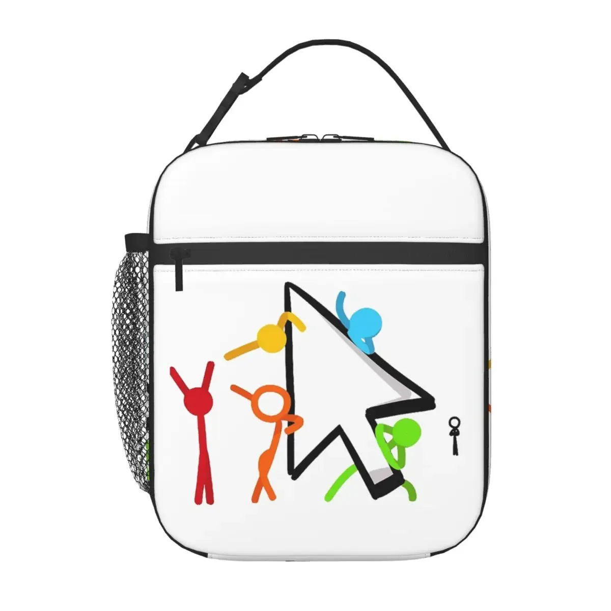 Alan Becker Five Stick Figures With Fire Mouse Pickaxe Insulated Lunch Bag for Women Children Food Boxes Thermal Lunch Box Tote