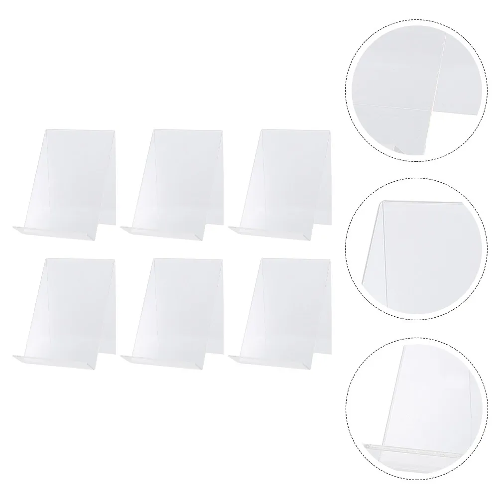 6Pcs Acrylic Book Holder Transparent Book Stand for Books Files Artwork Display Slip Resistant Desktop Office Home School