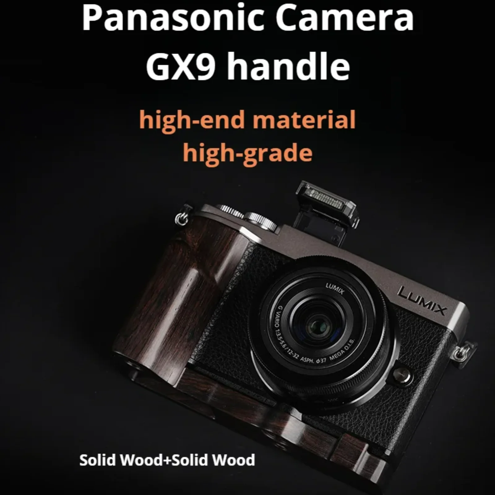 Camera cage Base Wood Hand Grip Holder, For Panasonic GX9 Camera , Solid Wood Red Sandalwood Handle Base Ebony Rosewood Grip