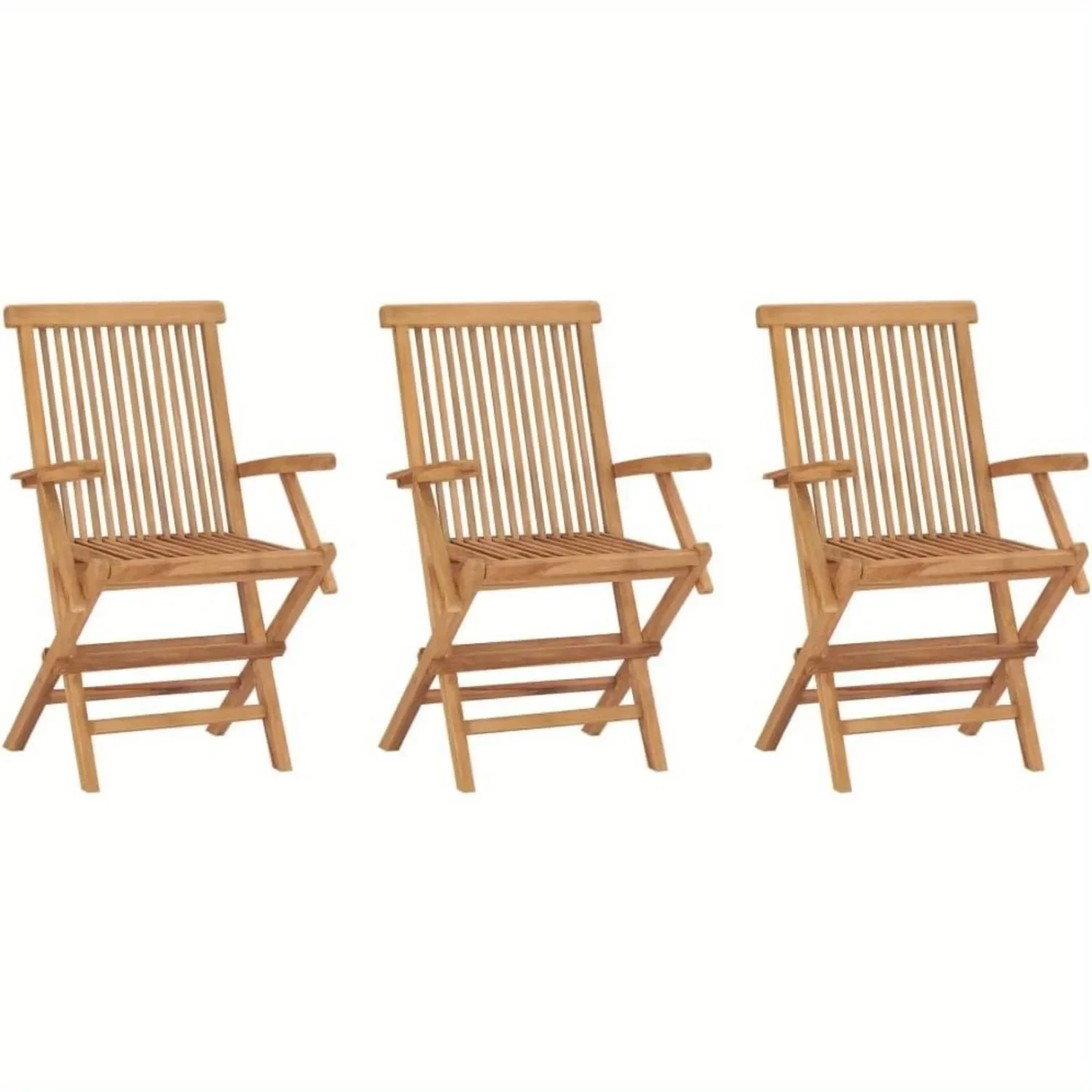 Folding Patio Chairs 3 pcs Solid Teak Wood