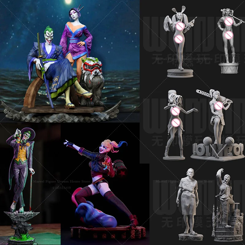 

Масштабная модель 1/24 1/18, DIY, для самостоятельной сборки, из 3D-смолы, неокрашенная, белая, Готэм-Сити, Королева Харли Квинн, группа злодеев-клоунов