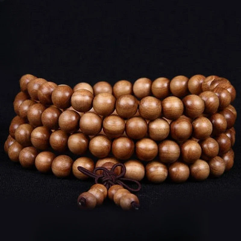 108 Natural Sandalwood Bracelets for Men and Women's Handmade Fragrant Wood Natural Buddha Beads and Recitation Beads Bracelet