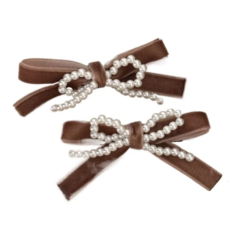

Pearl Bowtie Hair Clip Lazy Pearl Bowknot Hairpin SideBang Clip Valentines Gift 15UB