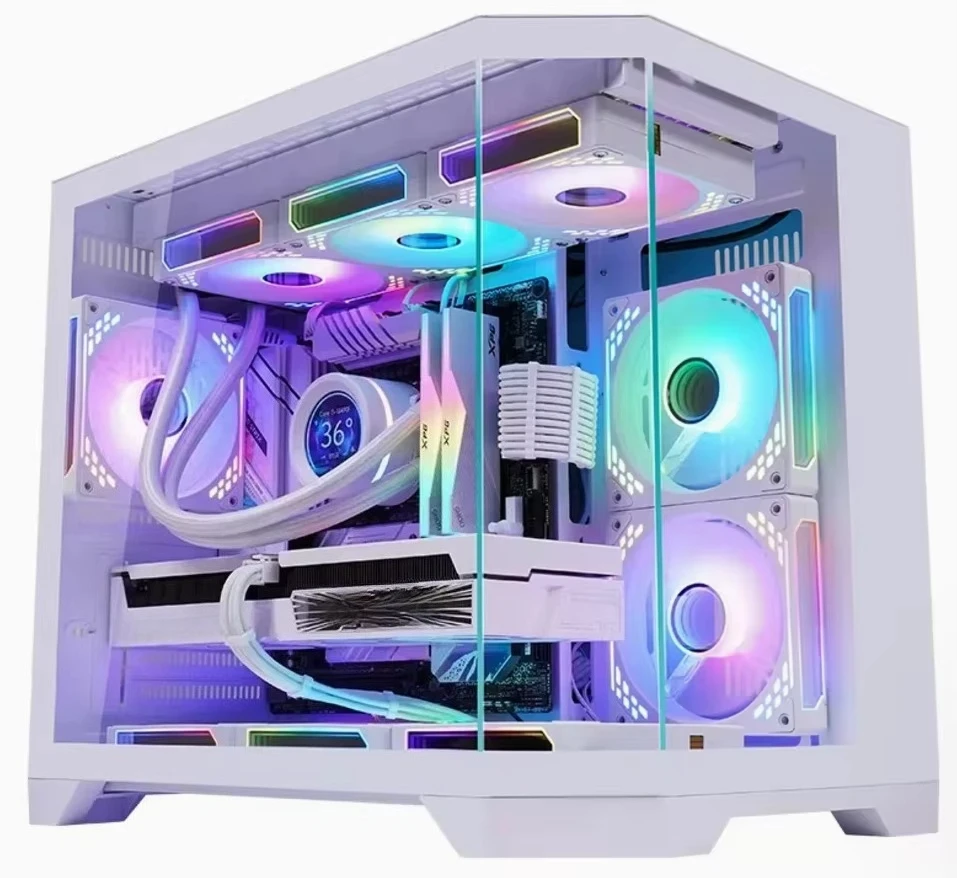 CS090 جودة عالية تصميم جديد منتصف برج سطح المكتب الألعاب حالة الكمبيوتر مع MATX لوحات زجاجية ثلاثية الجوانب في الأوراق المالية