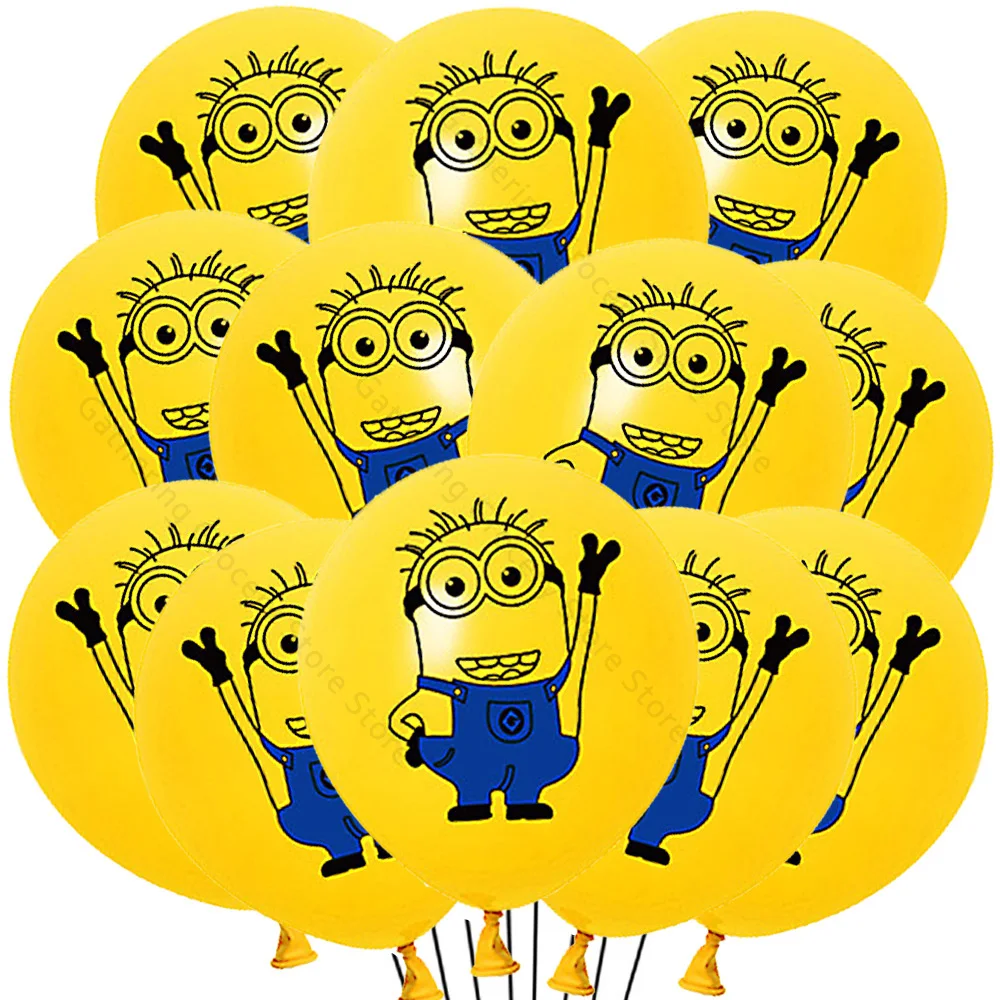 Minions 16 pçs balão de látex festa de aniversário das crianças decoração acessórios de festa suprimentos figura de ação ar globos chá de bebê