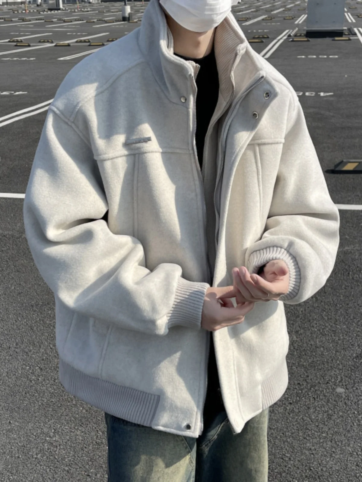 

Thiened Woolen Cotton Jaet Men's Autumn Winter Sle Stand Collar American Workwear Jaet Cleanfit Cotton Clothes