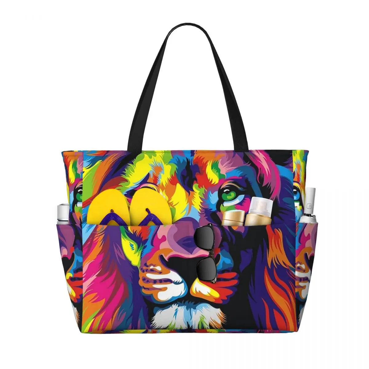Banksy Rainbow Lion Graffiti Pop Art Painting Beach Tote Bag Sport Gym Yoga Duffle Large Tote Bag Women Travel Bag Fitness bag