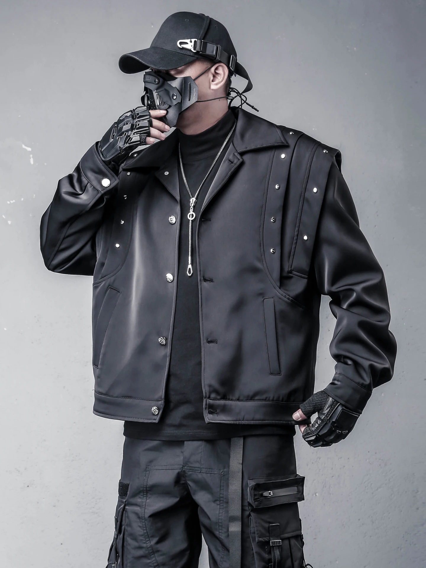 Fashion Deconstruction Stitching Fake Two-Piece Design Motorcycle Jacket Men's Autumn Dark Functional High-Grade Ruan Handsome