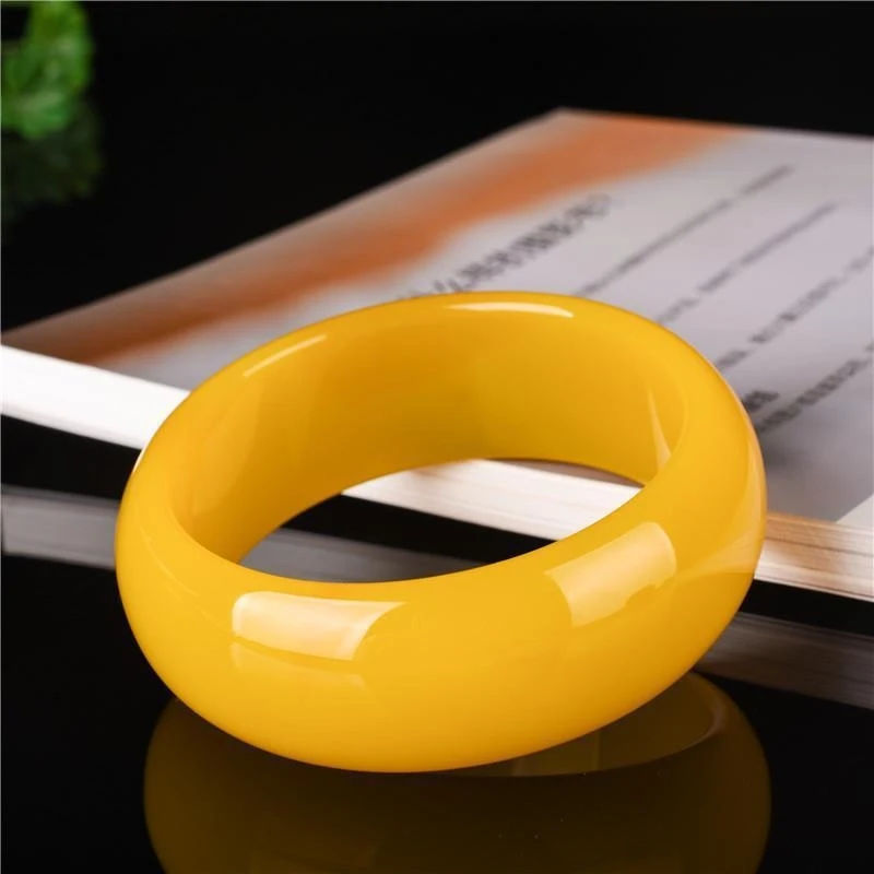 Natural Yunnan Huanglong Bracelet, Wide Tire-Style Jade Bangle, Chicken Oil Yellow, Women's Fashionable Versatile Personali