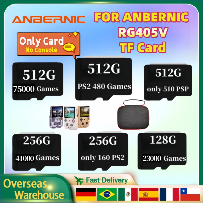 

For ANBERNIC RG405V Handheld Game Console TF Card Preloaded Game for Handheld Game 512G Built in 75000 Games Open Source System