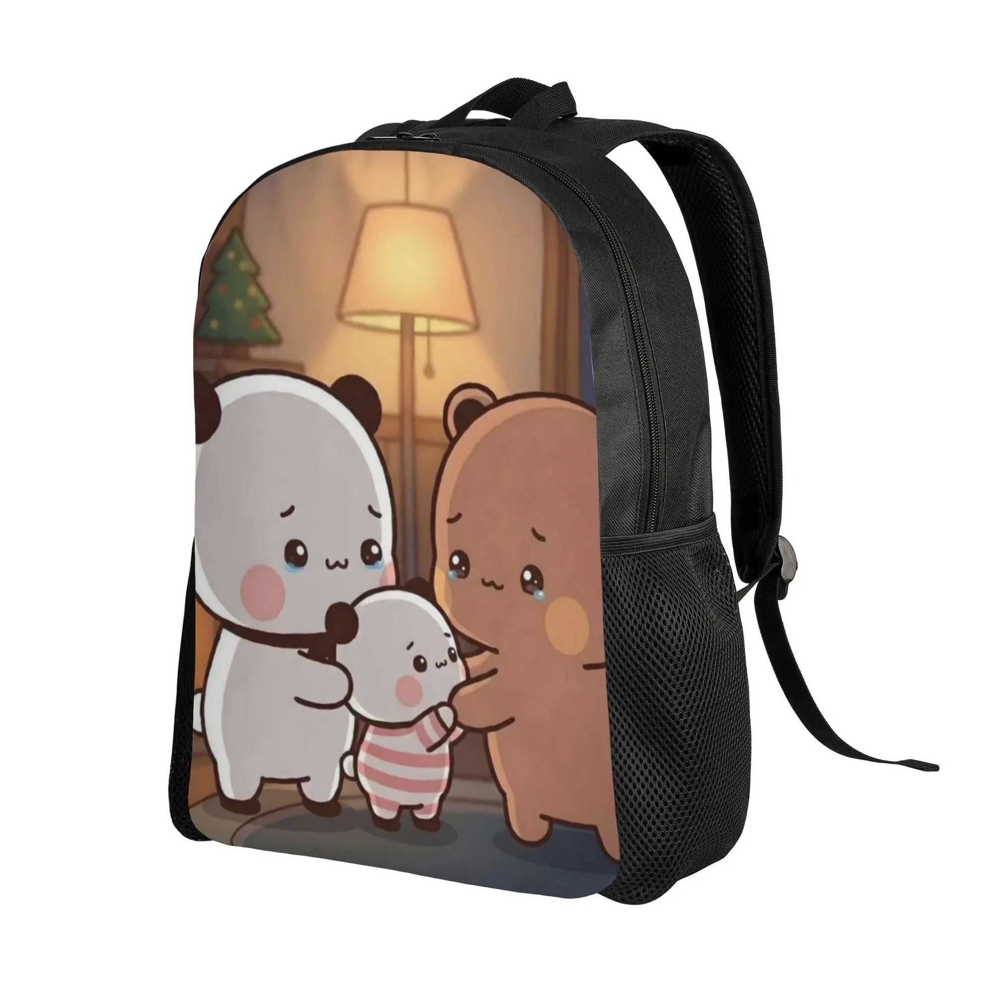Cartoon Panda Bubu Dudu Family Backpack with Pocket High School Work  Daypack for Men Women Laptop Computer Shoulder Bag