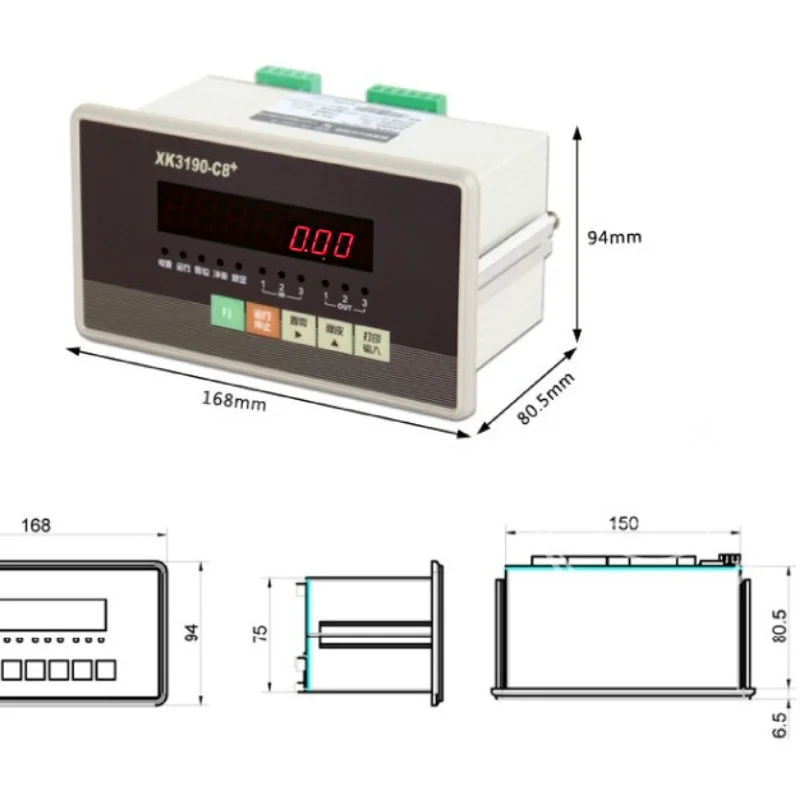 Digital Weighing Indicator XK3190-C8 7-Bit LED Display OEM ODM Electronic 1g Accuracy Floor Scale kg Capacity for Batching Scale