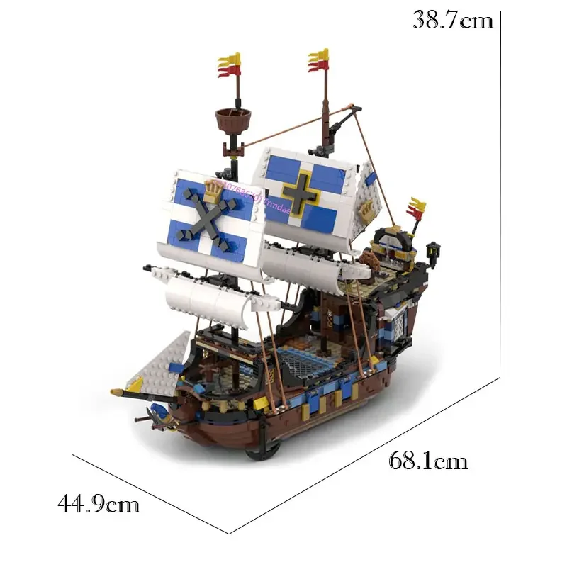 Bloques de construcción de barco pirata, kit de construcción educativo con cubierta detallada, modelo creativo, juguete para niños, regalos de cumpleaños