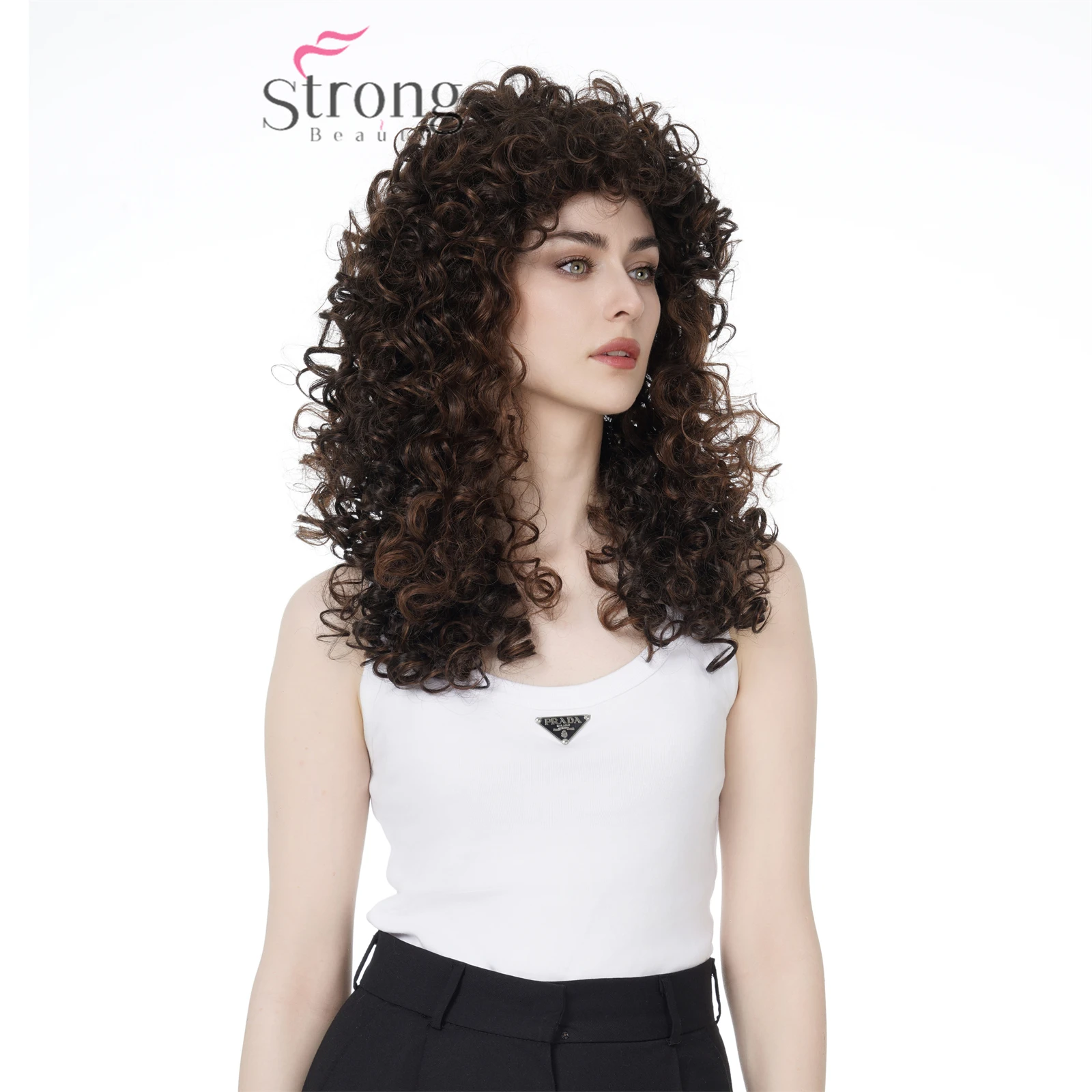 Pelucas sintéticas para mujer, pelo largo rizado Rubio/marrón, pelo Natural esponjoso, estilo StrongBeauty