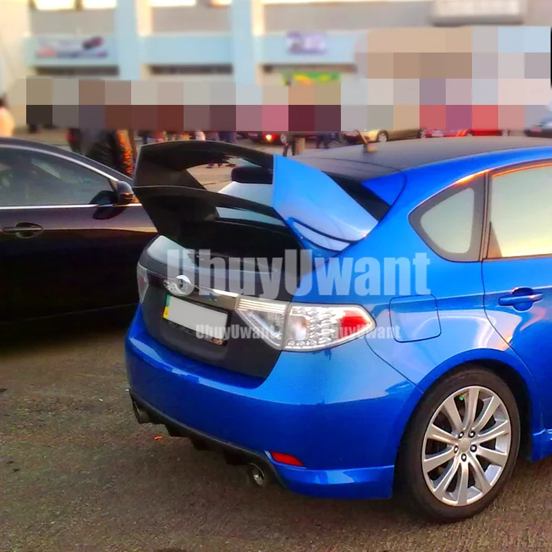 سبويلر لسوبارو امبريزا WRX STI X 10th عالي الجودة من ألياف الكربون/مادة FRP سبويلر خلفي للسيارة باللون الأسود غير اللامع 08-11 #5