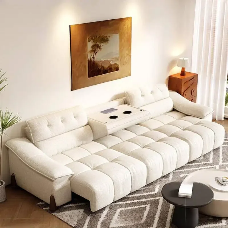 Minimalist Luxury Electric Sofas Lazy Armrest Smart Curved Living Room Sofas Modern White Quality Canape Lit Furniture For Home