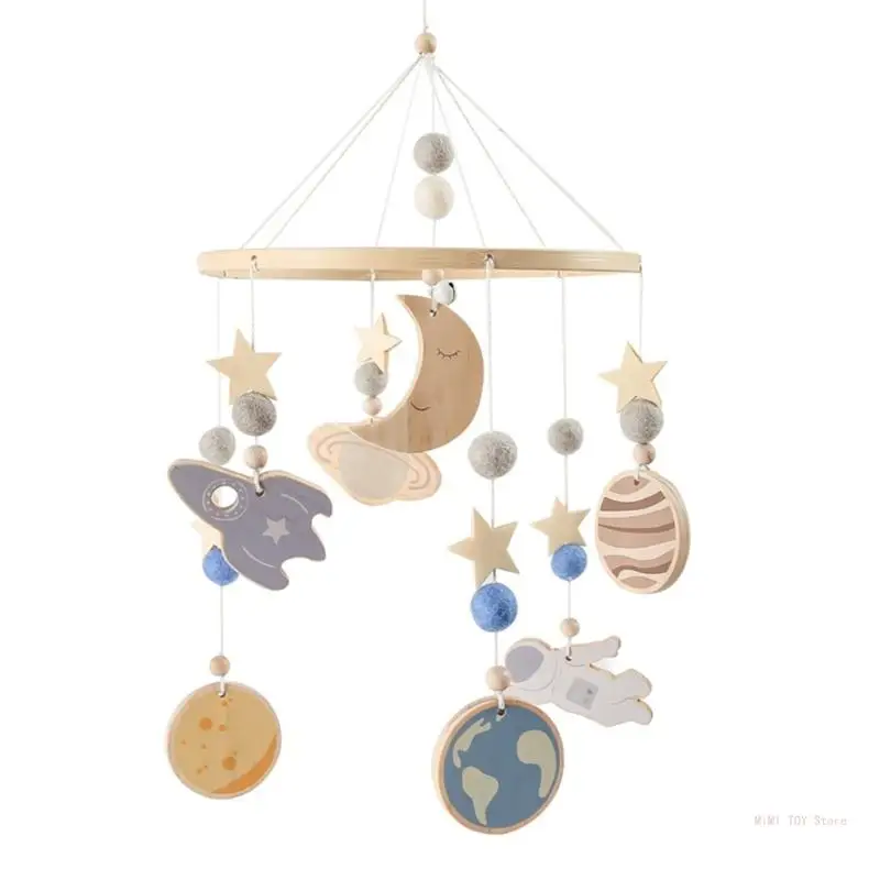 Crib Mobile Toy Wooden Star Moon Rattle Toy Baby KicksPlay Gym Toy Room Decors