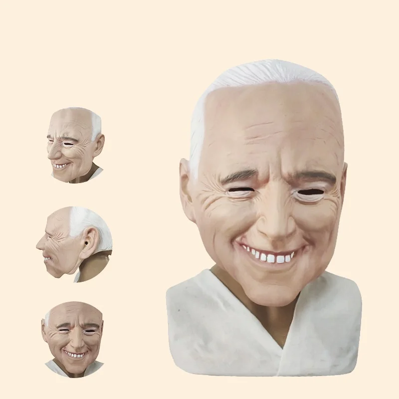 

Joe Biden Mask Halloween Deluxe President Latex Full Head Joe Biden Mask Hair smile Best choice for any Party Props