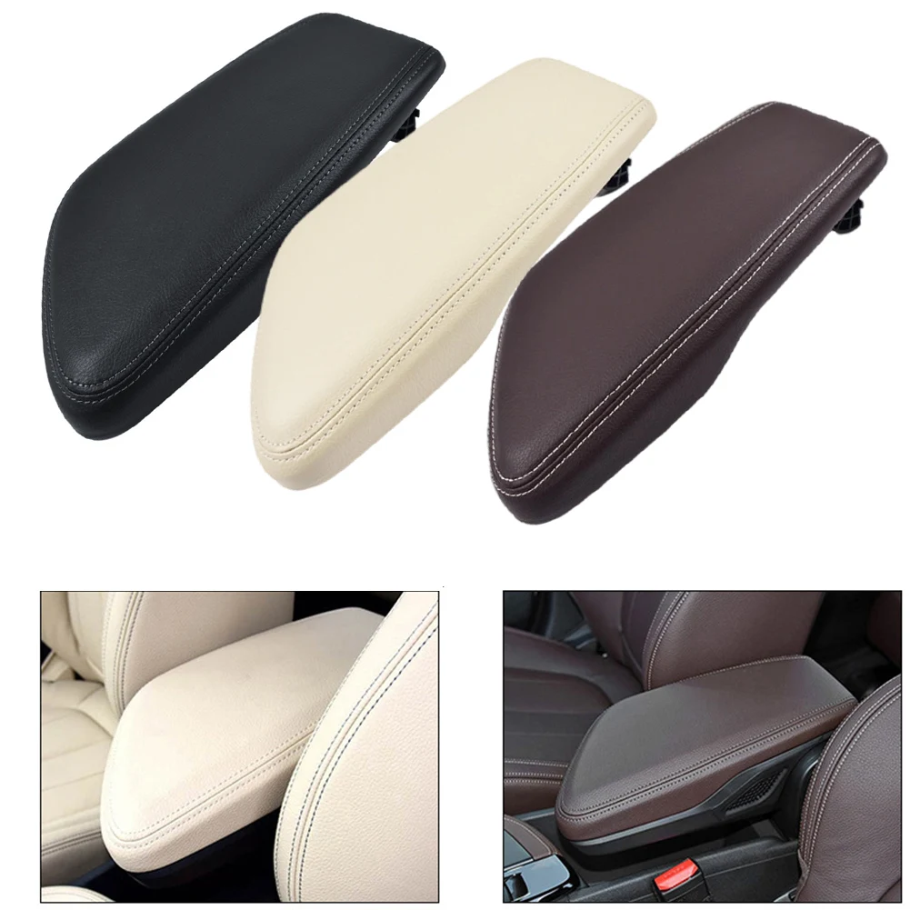 غطاء صندوق مسند الذراع الداخلي للسيارة، مادة جلدية وبلاستيكية أنيقة باللون الأسود لسلسلتين #6