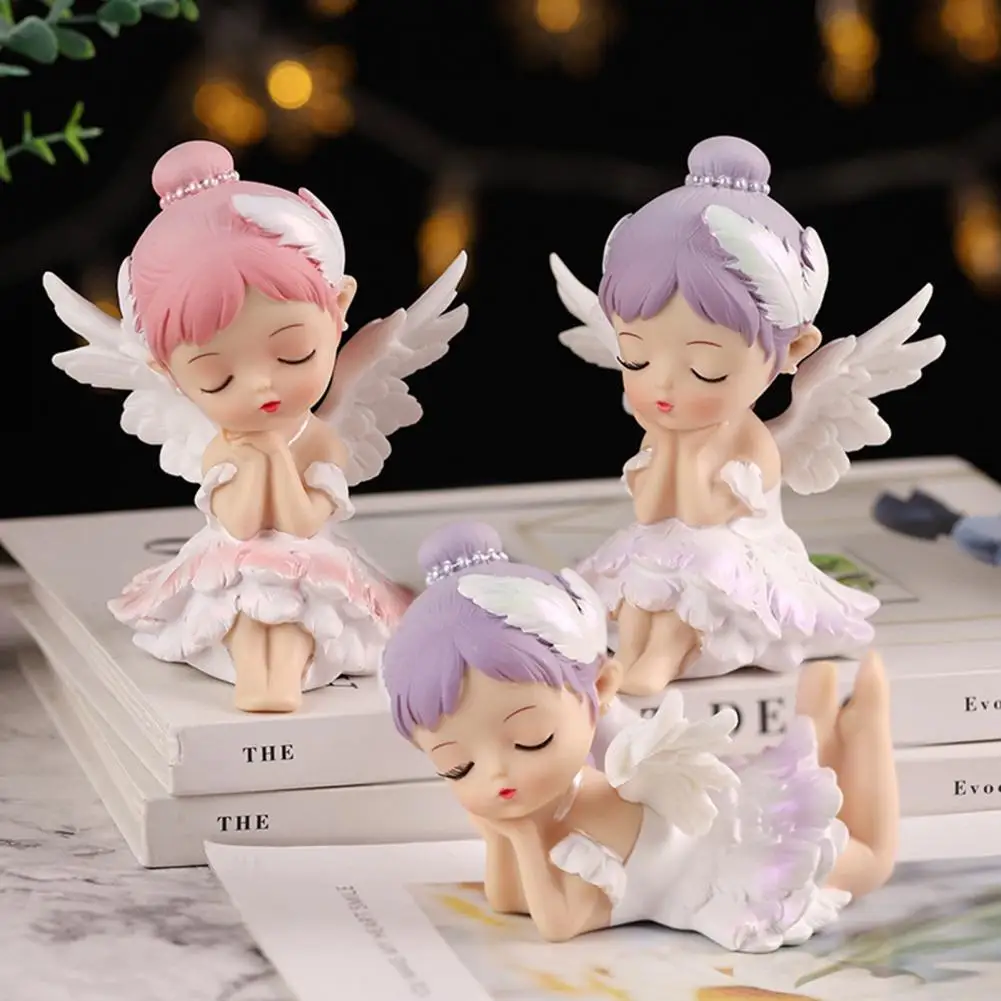 Fairy Garden Ballet Girl Figurine Realistic Cartoon Mini Car Ornament Angel Statue Home Decoration