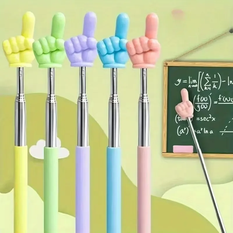 Retractable Dual-Finger Pointing Reading Stick Teaching Pointer for Classroom & Home, Versatile Tool for Books, Charts Education