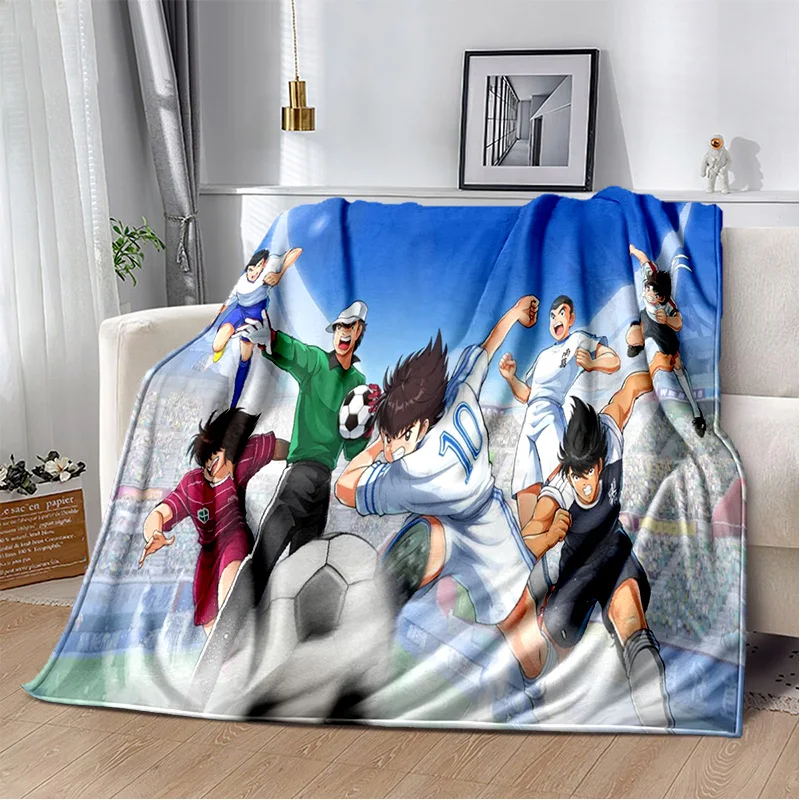 Anime Captain Tsubasa Soccer Cartoon Blanket,Soft Throw Blanket for Home Bedroom Bed Sofa Picnic Travel Office Cover Blanket Kid