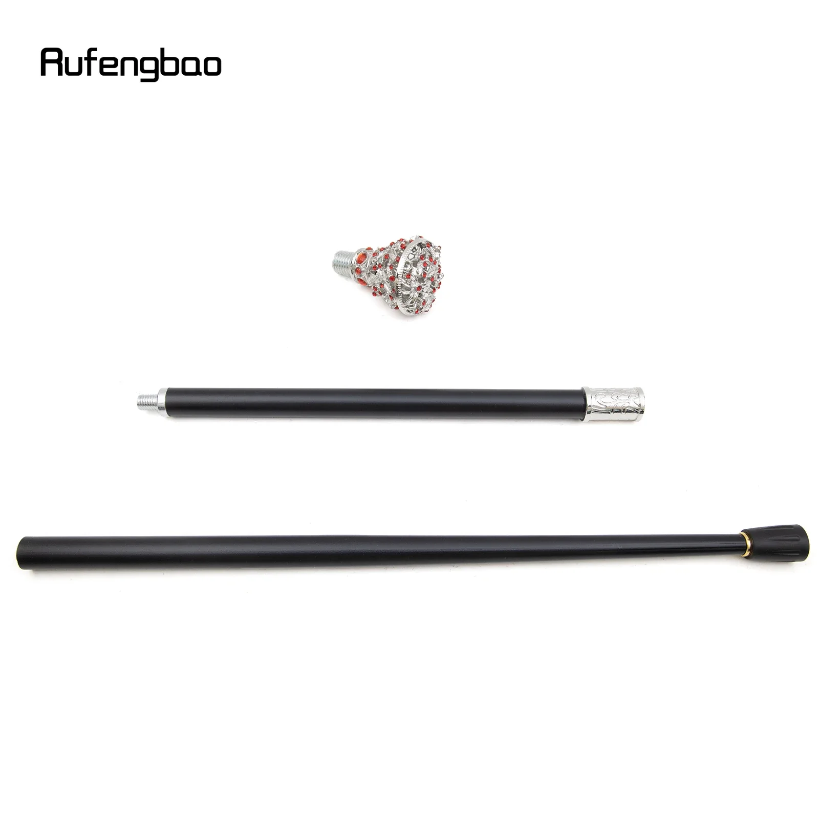 Bastón para caminar blanco con flor de diamante Artificial rojo, bastón decorativo a la moda para caballero, bastón elegante para Cosplay, 87cm