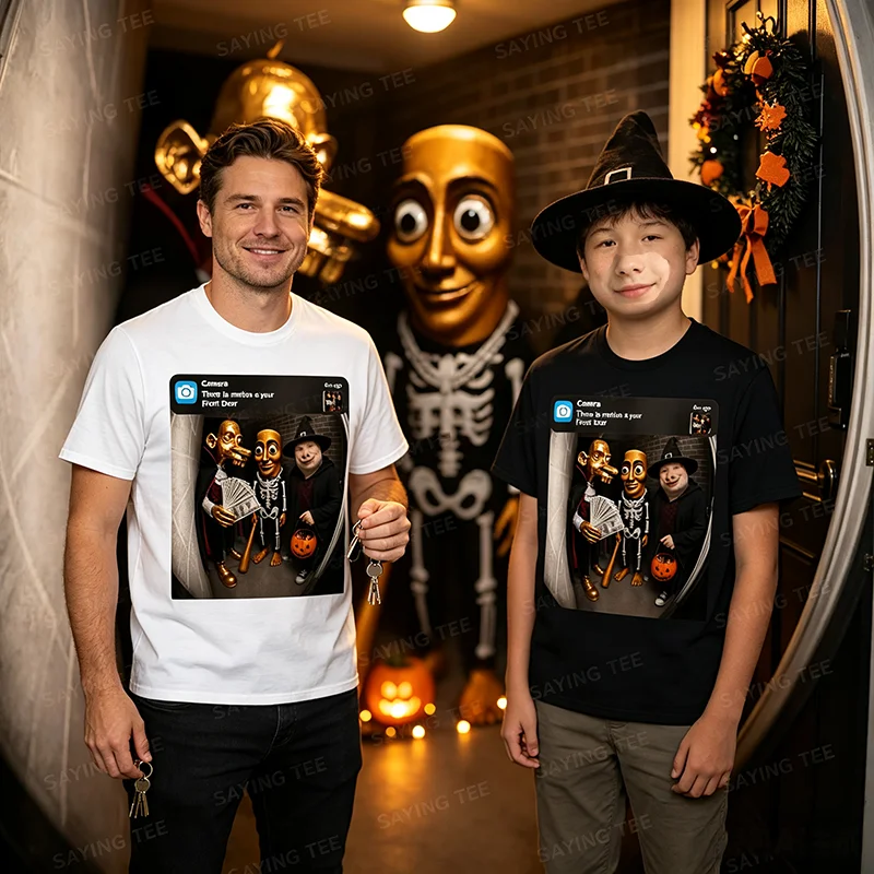 Tung Sahur Neegy Meme Doorbell John Pork Halloween-Kostüm Premium Weiches Baumwoll-T-Shirt Y2k Joke Brainrot Crew Persönlichkeitskleidung – Detail 3