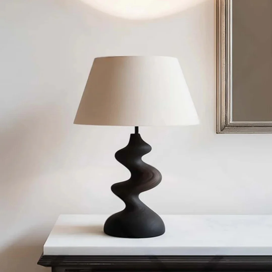 Dark Solid Wood Spiral Twisted Hand-carved Wooden Wave Abstract Tabletop Handicraft Suitable For Bedroom And Hotel Decoration