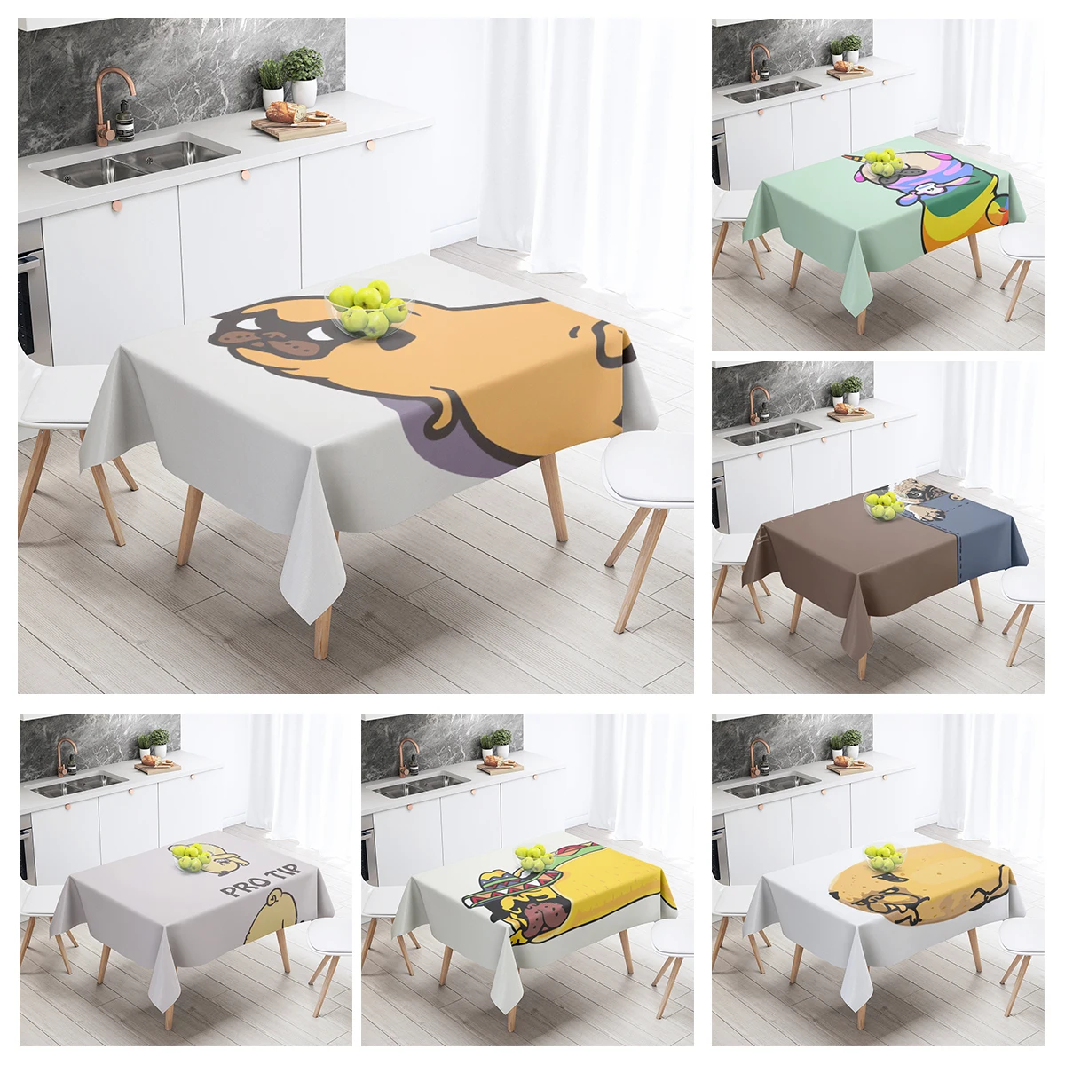 Home tablecloths dining decoration and rectangular table accessories waterproof cloth Anti-stain restaurant Nordic animal dog