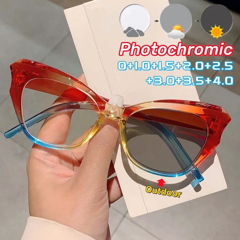 

Personalized Butterfly-framed Photochromic Presbyopia Glasses Elegant Ultra Light Unisex Anti Blue Light Eyeglasses 0 To +4.0